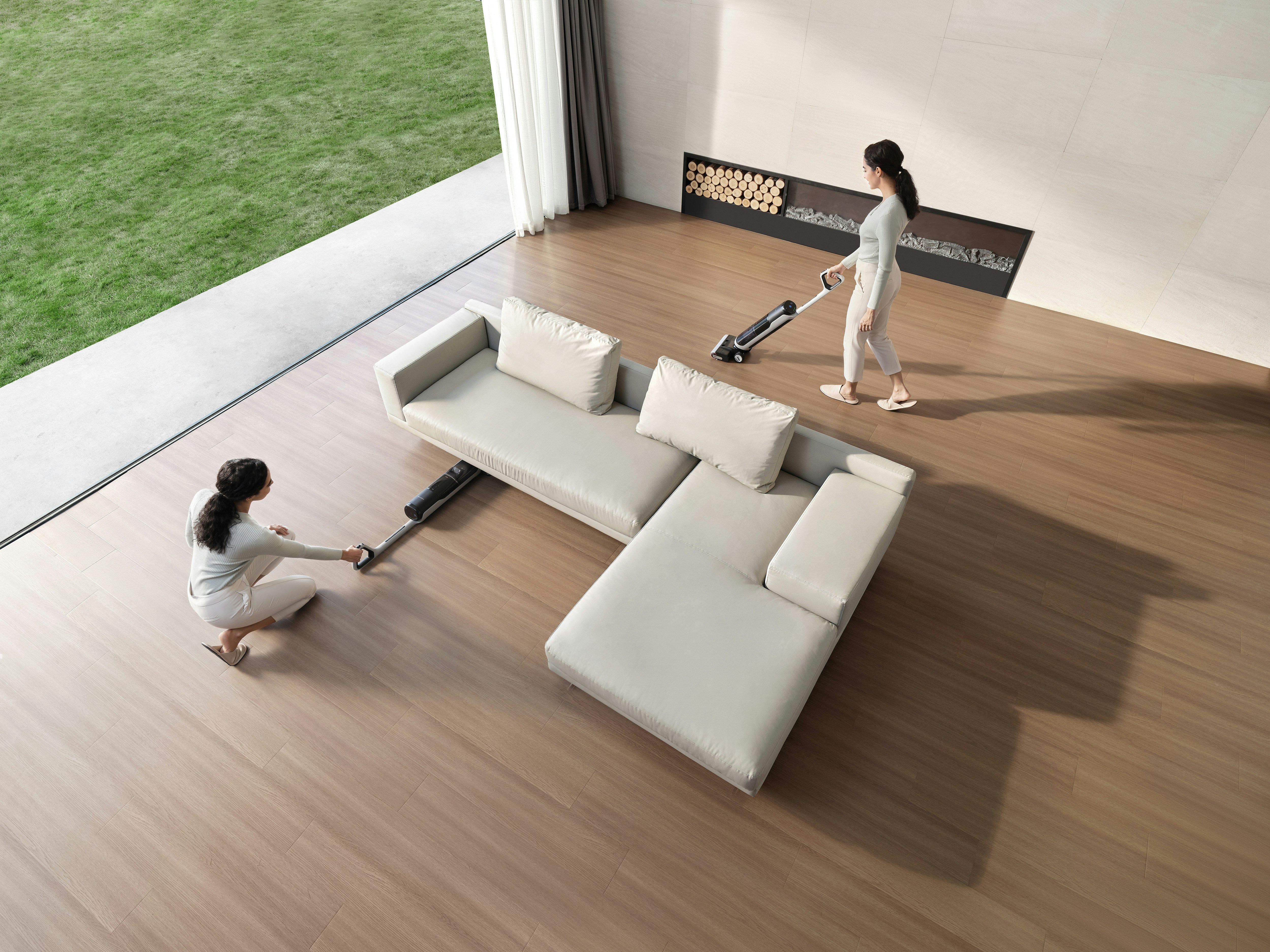 Mopping a hardwood floor
